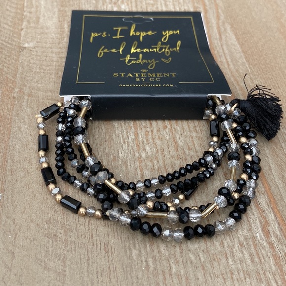 Statement by Gameday Couture Layered Beaded Bracelet in Black - Brand New - Picture 6 of 7